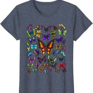 Butterfly Lover Collection T-Shirt - Heather Blue - Size Large, Fits Like A S/M
